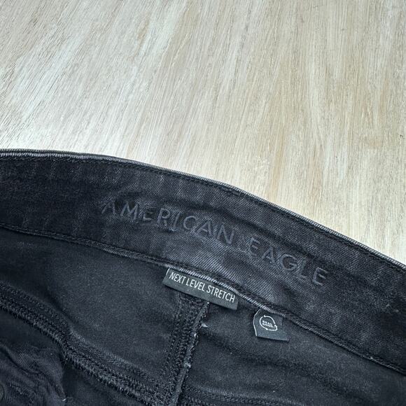American Eagle Next Level Stretch Black Super High Rise Flare Denim Jeans 10 - Picture 10 of 16